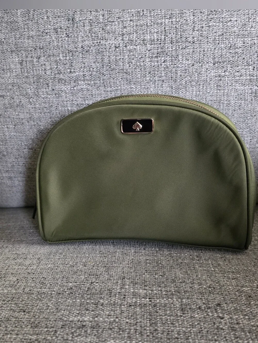 kate spade Olive Green Cosmetic Case with Gold Zipper and Black Pull